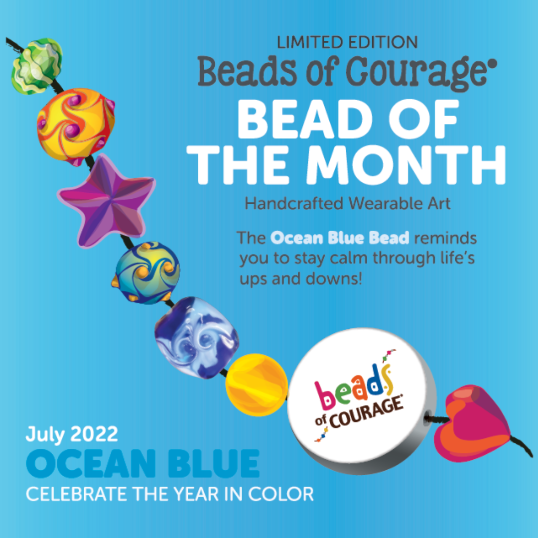 July 2022 Bead of the Month: The Ocean Blue Bead reminds you to stay calm through life's ups and downs! 