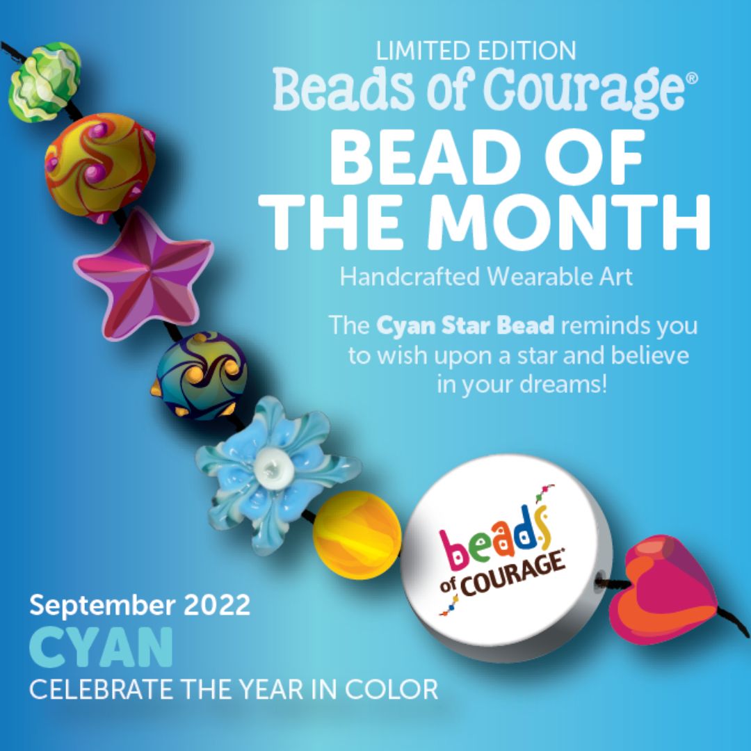 September 2022 Bead of the Month: The Cyan Star Bead reminds you to wish upon a star and believe in your dreams! 
