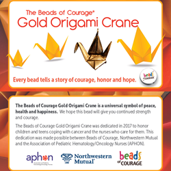 Beads of Courage Gold Origami Crane Bead (Pediatric Cancer Awareness) 