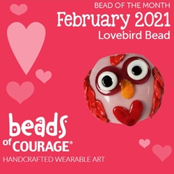 February 2021 Bead of the Month - The Lovebird Bead reminds you that love is in the air! 