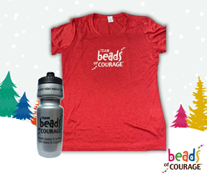 Get Ready to be Jolly in our Team Beads of Courage Dri-fit Shirt and Water Bottle - Red (Women) 