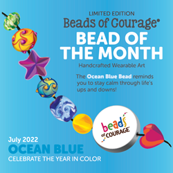 July 2022 Bead of the Month: The Ocean Blue Bead reminds you to stay calm through life's ups and downs! 