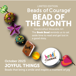 October 2023 Bead of the Month - The Book Bead reminds us to set aside time to read and get lost in a good story. 